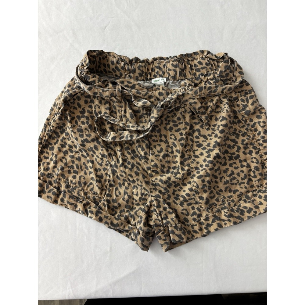 Aerie Shorts Black Tan Animal‎ Print Tie Waist Lyocell Xs  0355